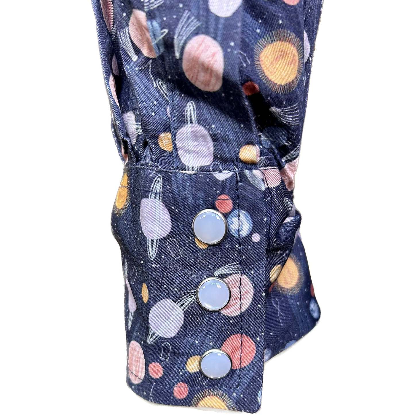 Men’s Solar System Print Western Shirt in Navy-MesaThread