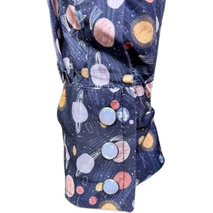 Men’s Solar System Print Western Shirt in Navy-MesaThread