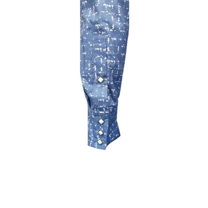 Men's Vintage Blue Ikat Print Western Shirt-MesaThread