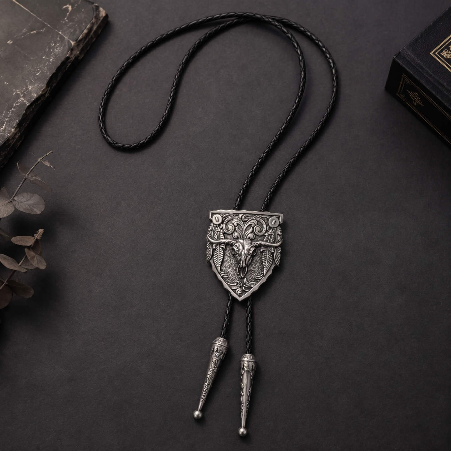 reliccraft-longhorn-bull-skull-shield-antique-silver-tone-zinc-alloy-western-bolo-tie-ornament-slide-front-view