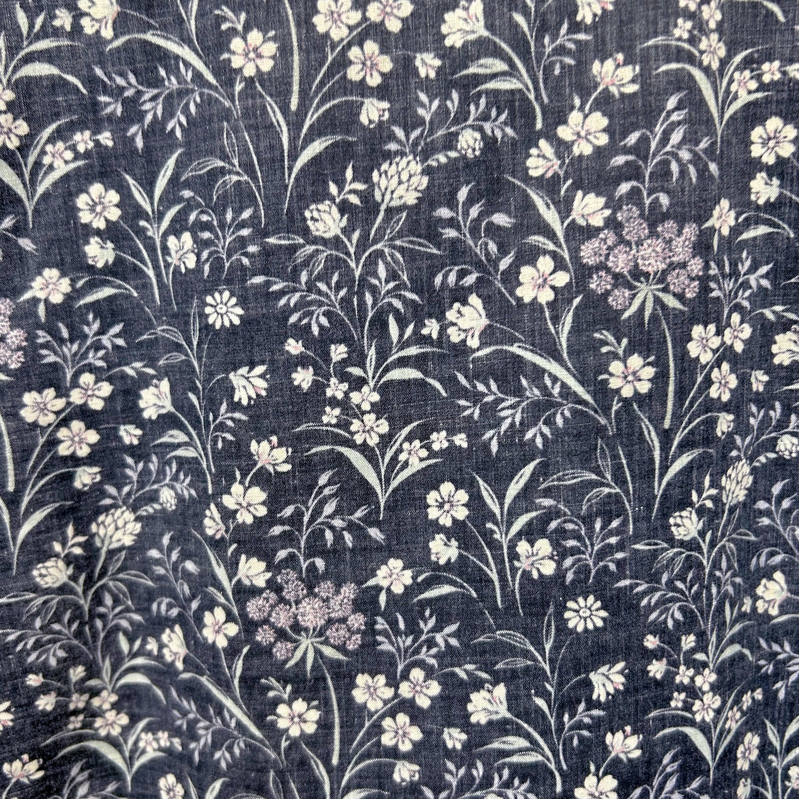 Men's Long Sleeve Navy Floral Print Western Shirt-MesaThread