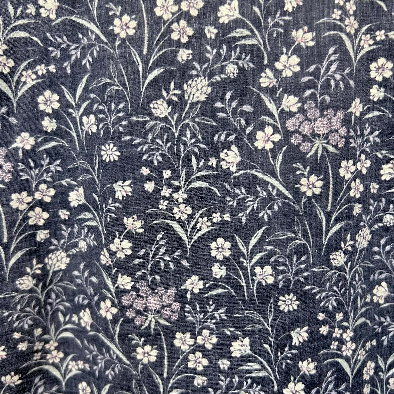 Men's Long Sleeve Navy Floral Print Western Shirt-MesaThread