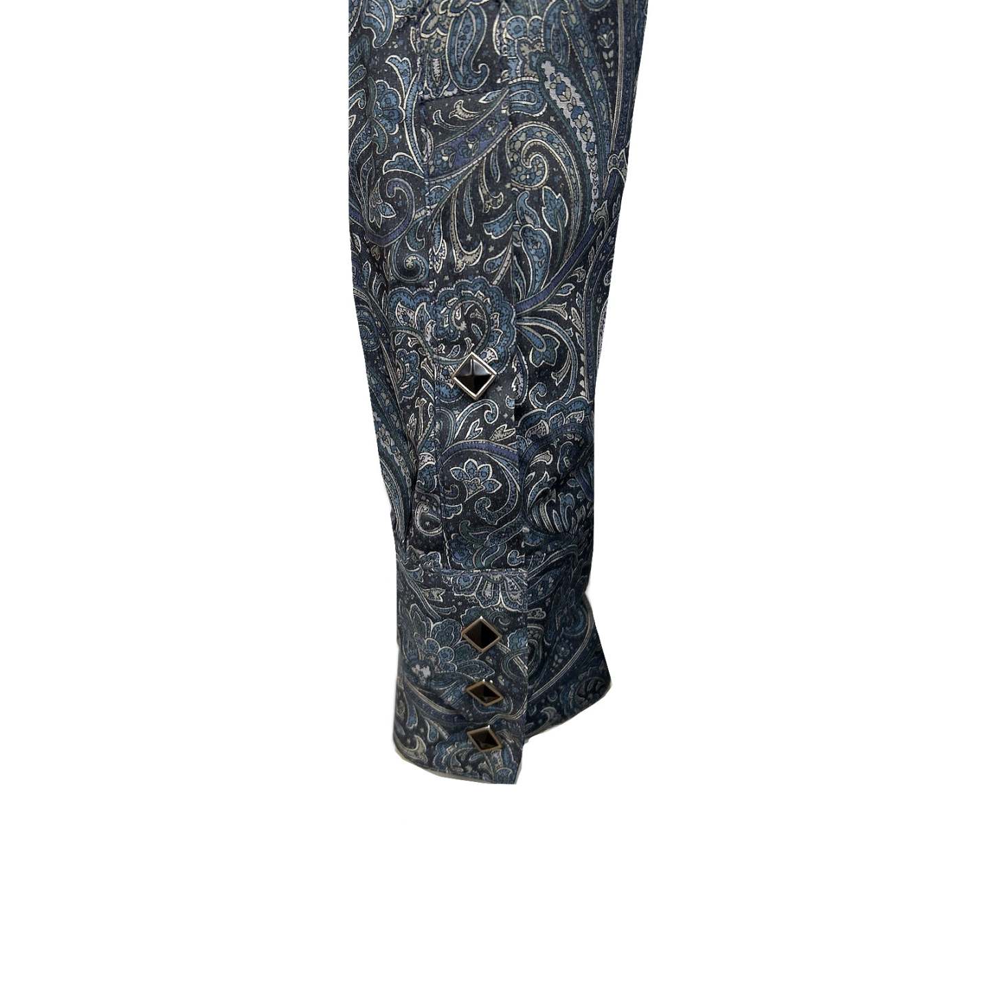 Men's Ornate Paisley Print Western Shirt in Navy-MesaThread