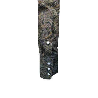 Men's Ornate Paisley Print Western Shirt in Brown-MesaThread