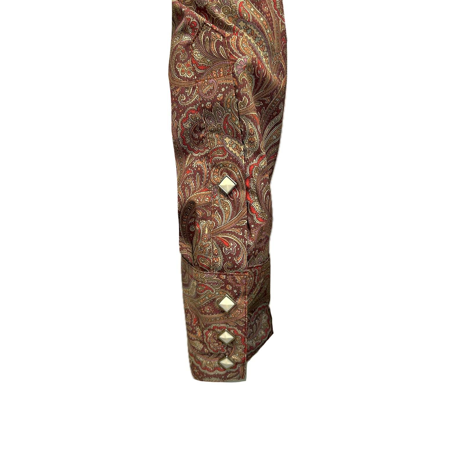 Men's Ornate Paisley Print Western Shirt in Burgundy-MesaThread