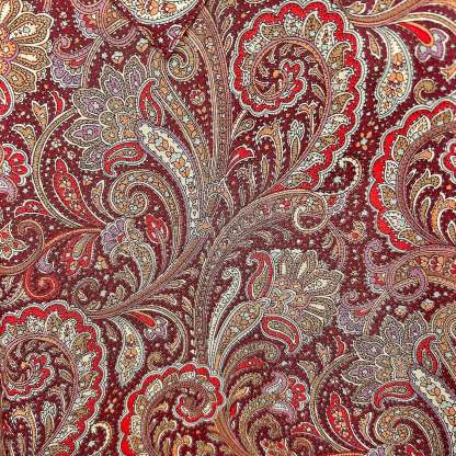 Men's Ornate Paisley Print Western Shirt in Burgundy-MesaThread