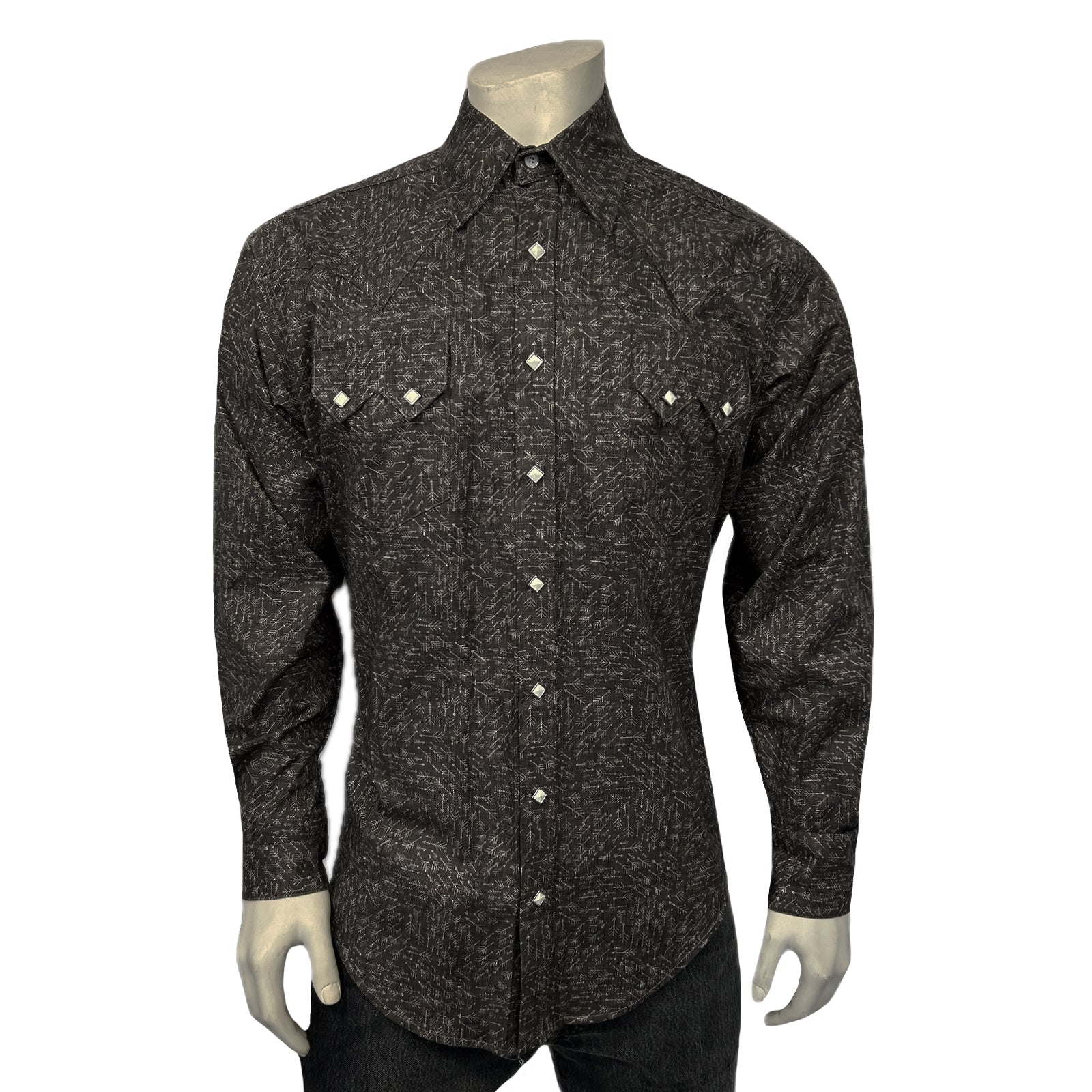 Men's Greige Follow Your Arrow Print Western Shirt-MesaThread
