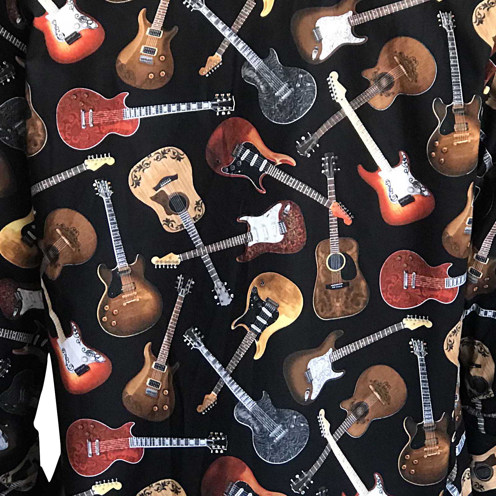 Men's Black Electric Guitars Print Western Shirt-MesaThread