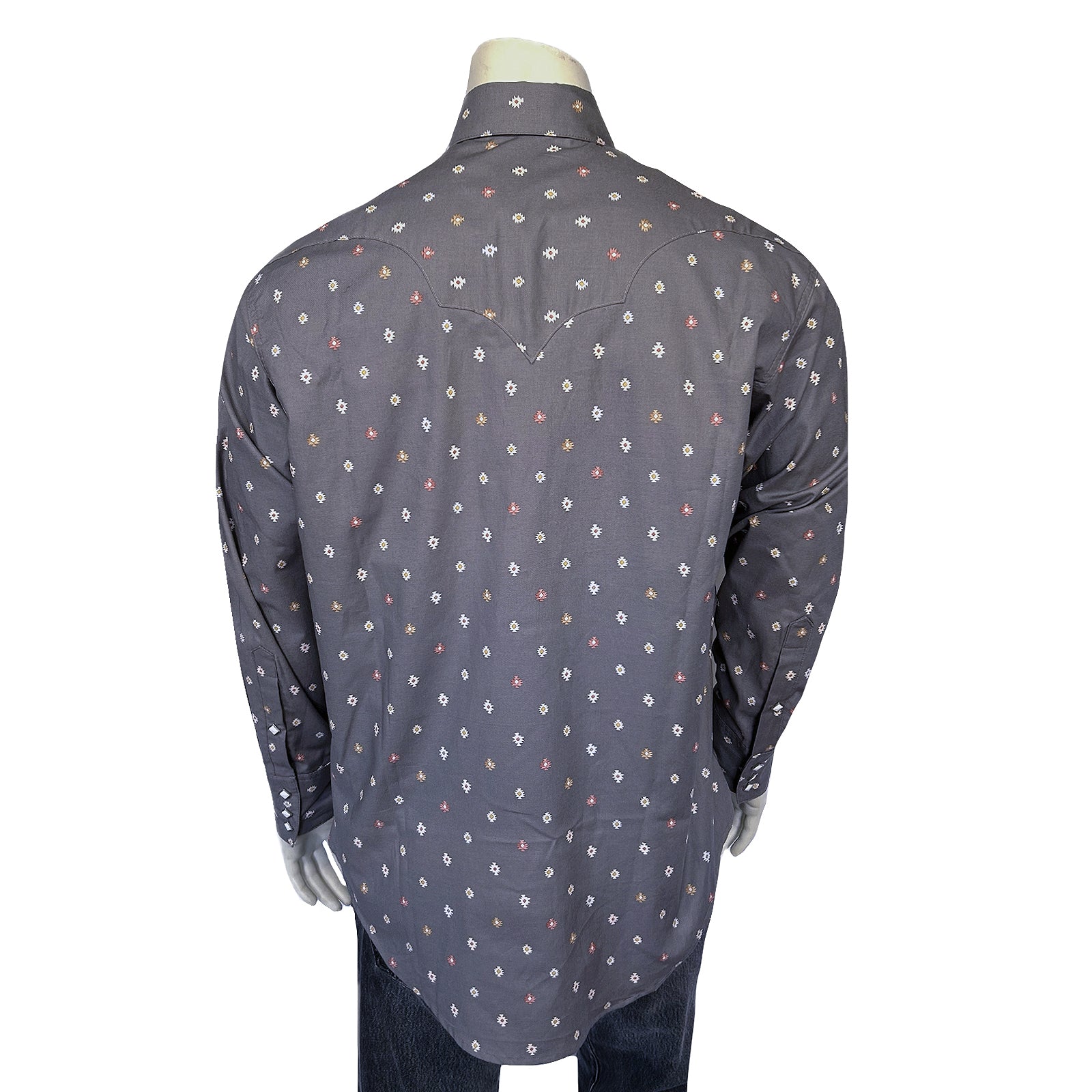 Men's Greige Native Print Western Shirt-MesaThread