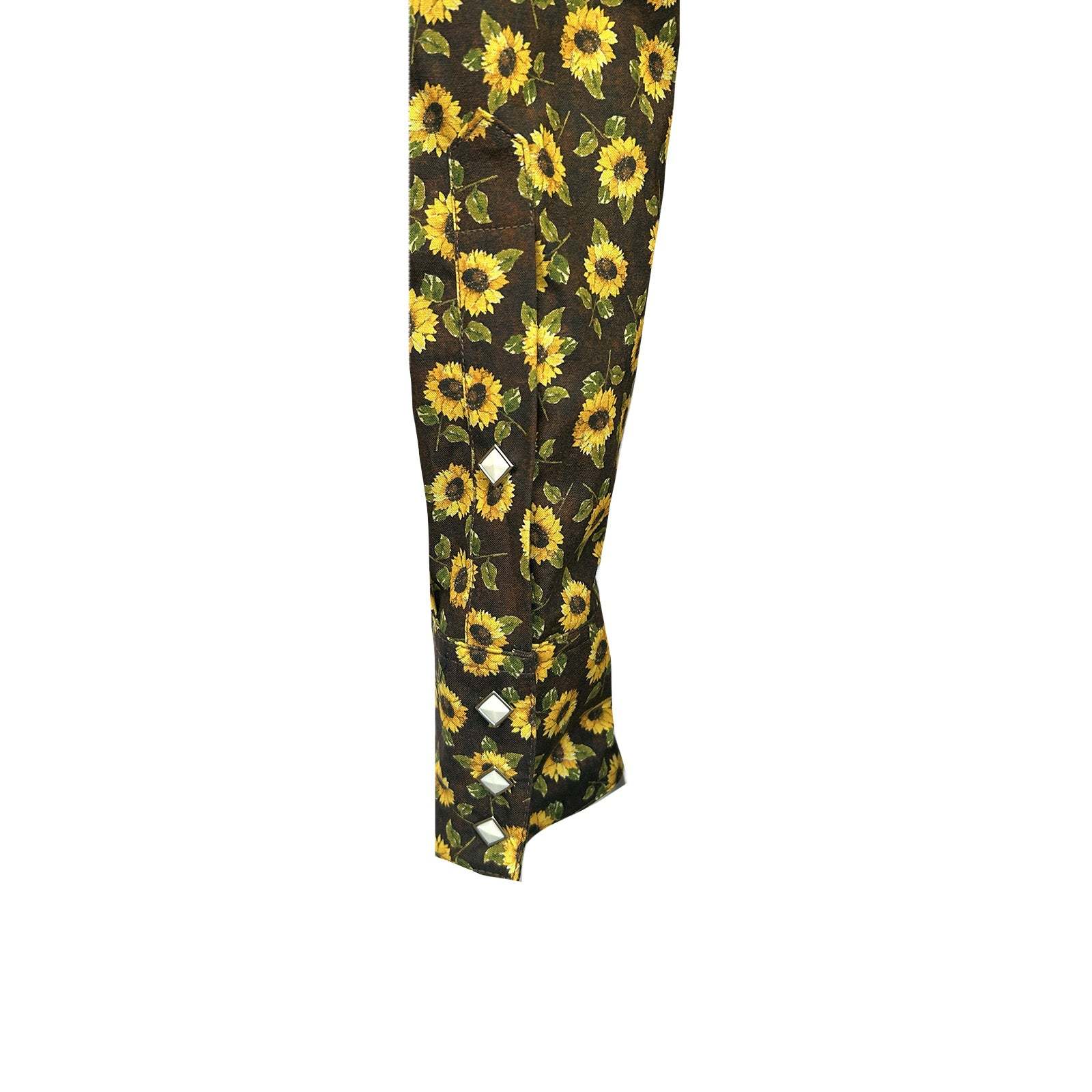 Men's Vintage Brown Sunflower Print Western Shirt-MesaThread