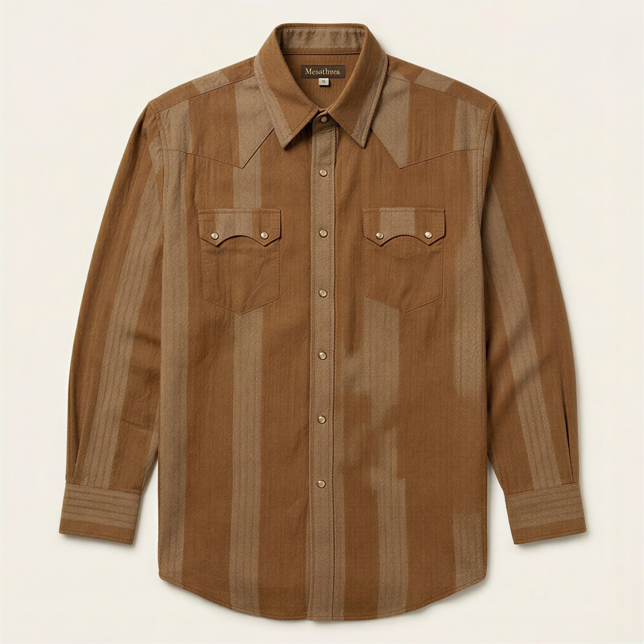 Men’s Western Stripe Premium Cotton Shirt – Tobacco & Herringbone