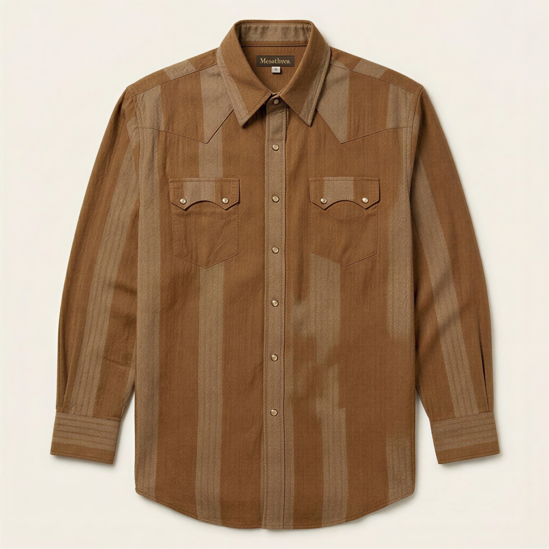 Men’s Western Stripe Premium Cotton Shirt – Tobacco & Herringbone