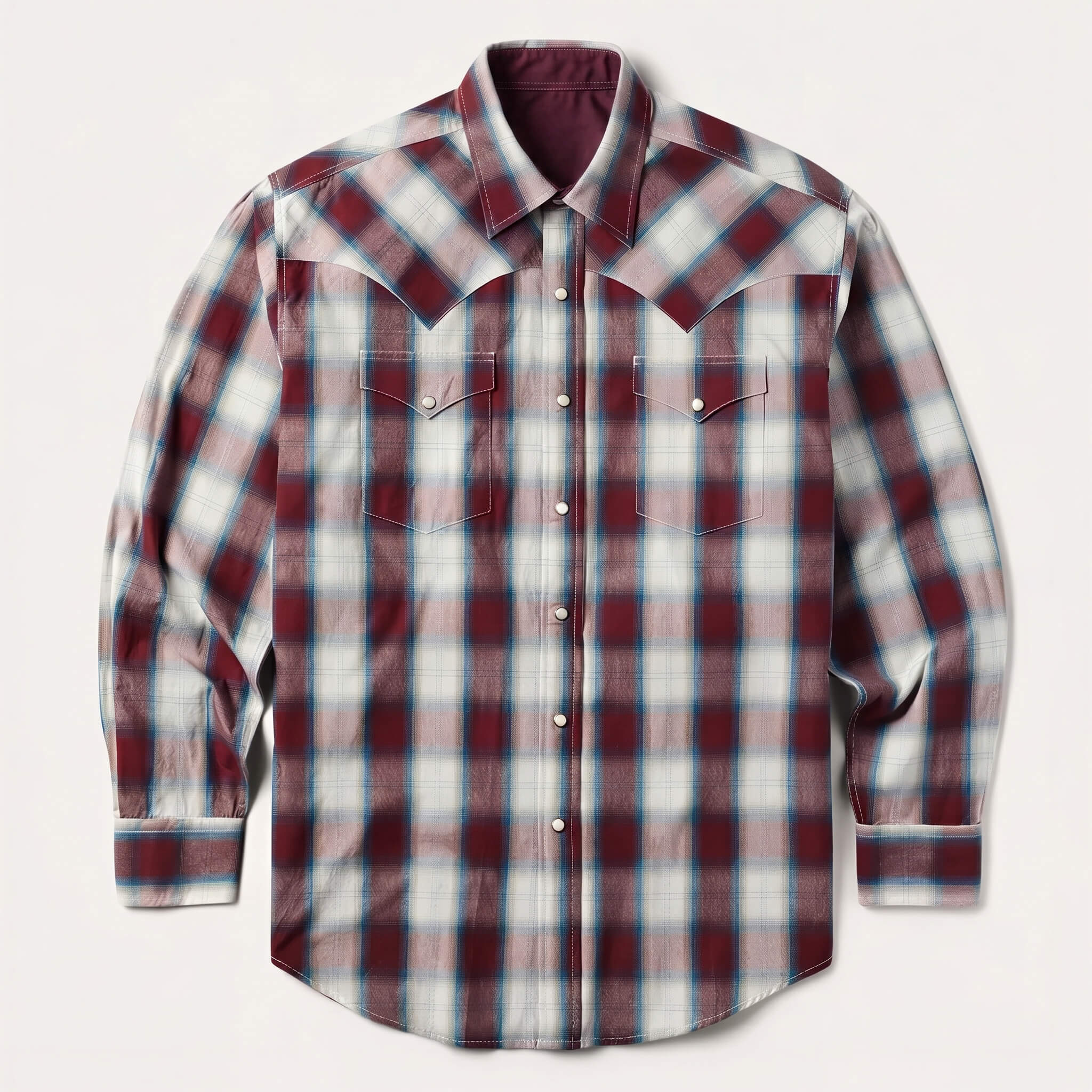 The Crimson Range | Vintage Ombre Plaid Western Shirt