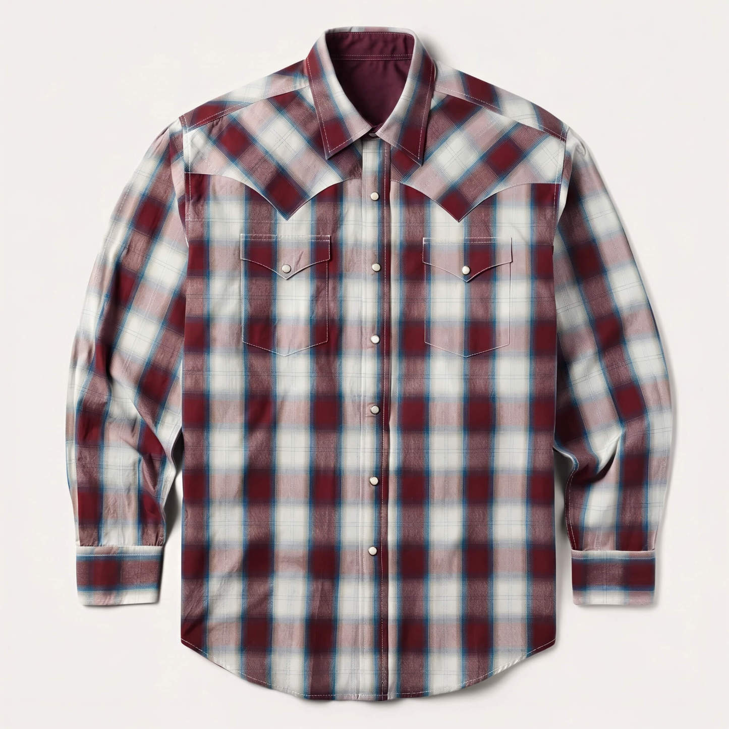 The Crimson Range | Vintage Ombre Plaid Western Shirt