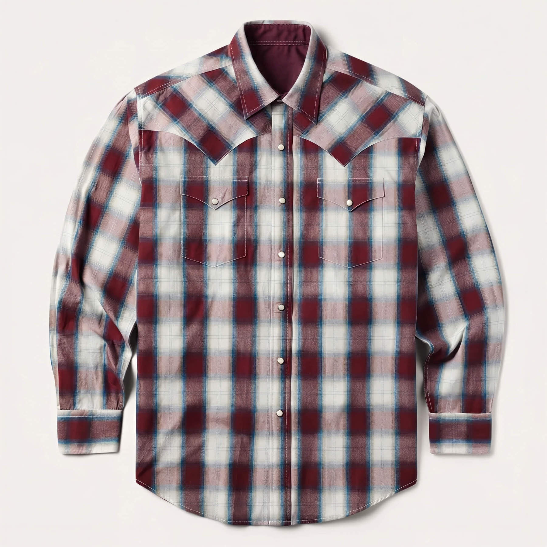 The Crimson Range | Vintage Ombre Plaid Western Shirt
