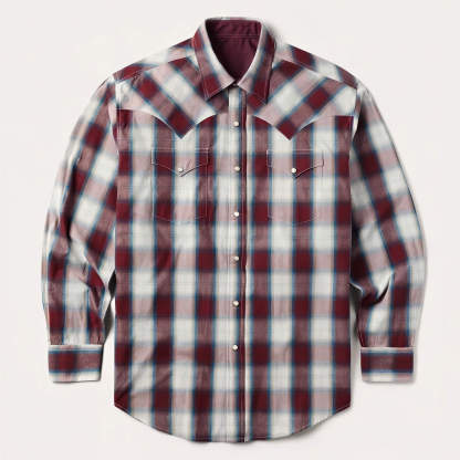 The Crimson Range | Vintage Ombre Plaid Western Shirt