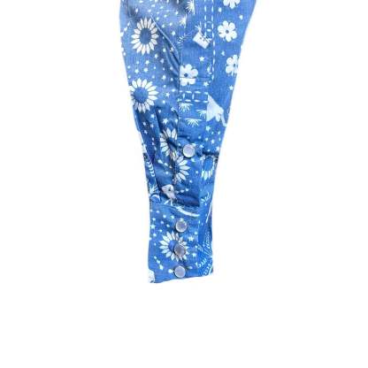 Men's Blue Bison Bandana Print Western Shirt-MesaThread