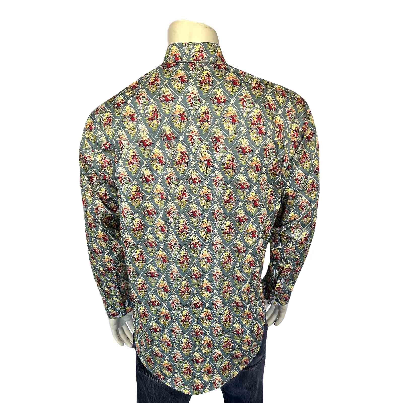 Men’s Riders Blue Print Western Shirt-MesaThread