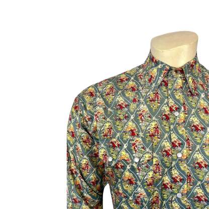 Men’s Riders Blue Print Western Shirt-MesaThread