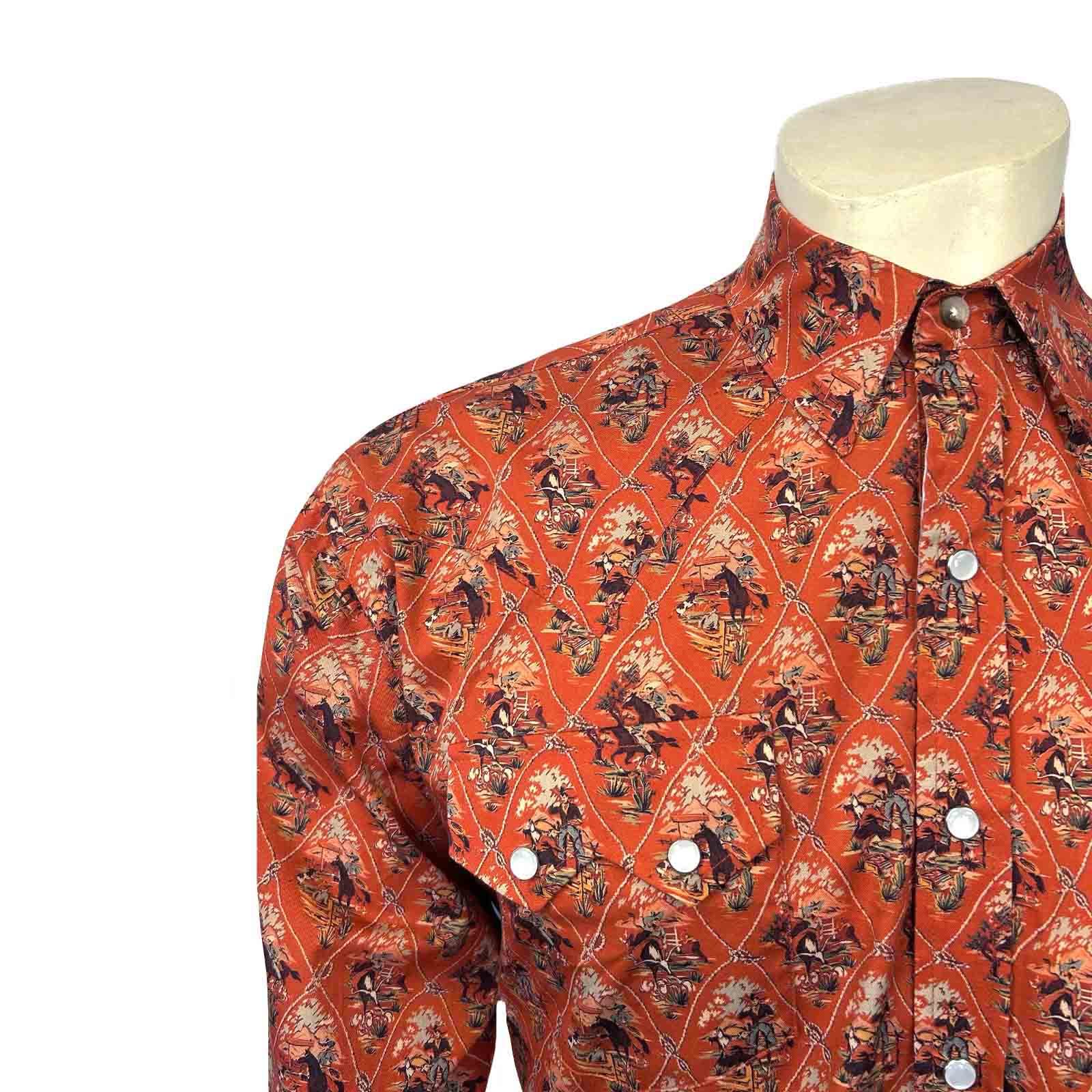 Men’s Riders Rust Print Western Shirt-MesaThread