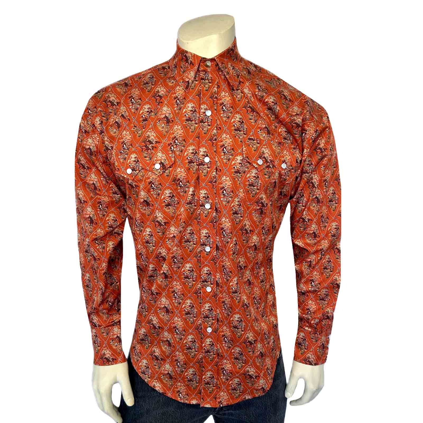 Men’s Riders Rust Print Western Shirt-MesaThread
