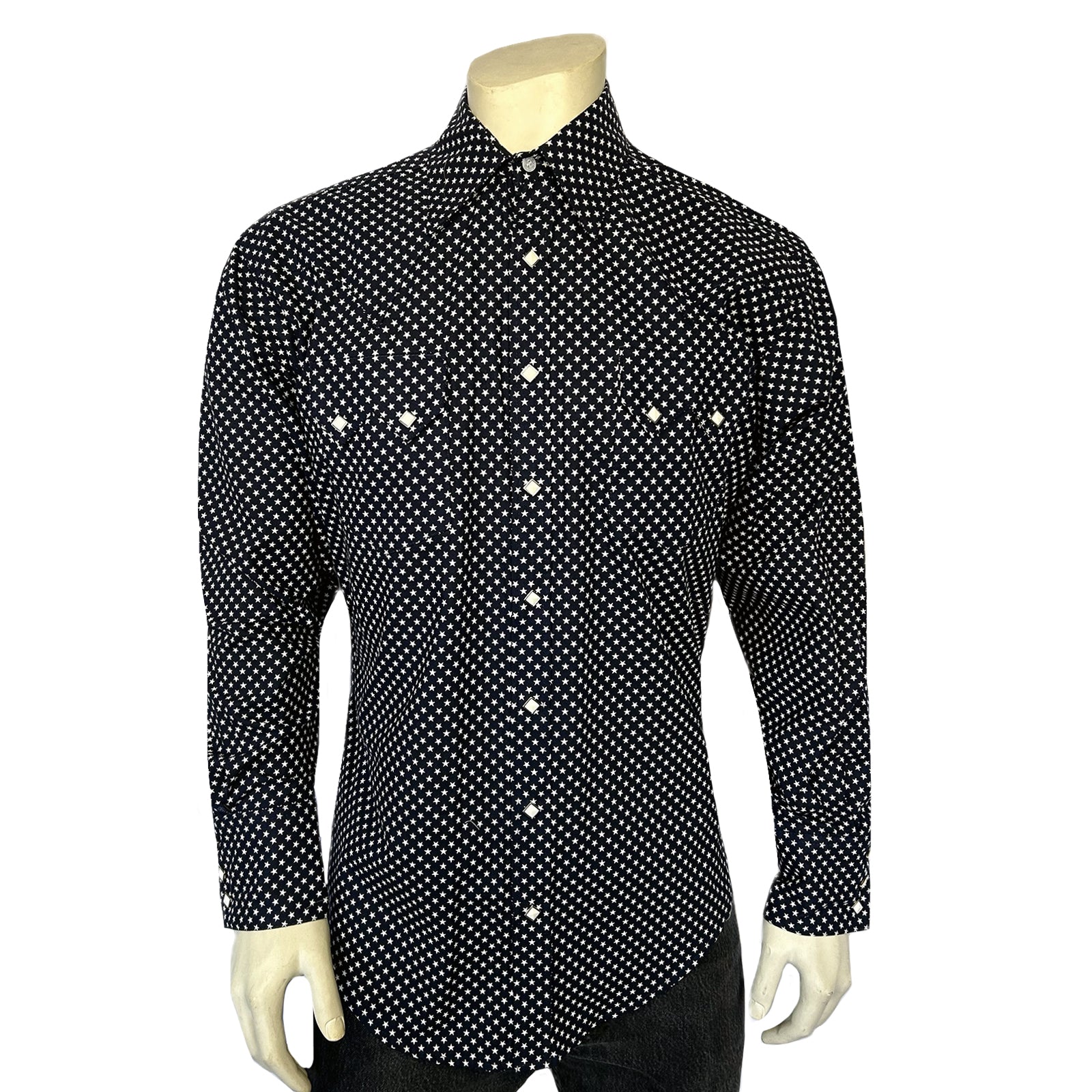 Men's American Stars Print Western Shirt in Navy-MesaThread