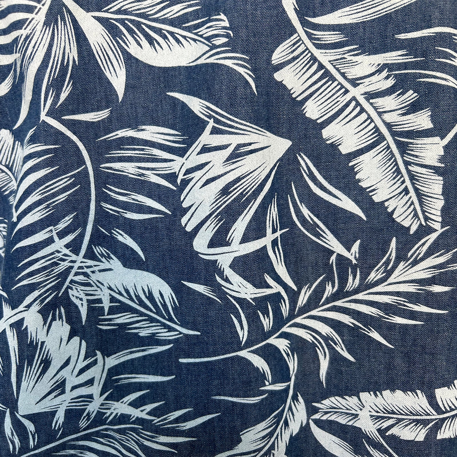 Men's Denim Floral Print Western Shirt-MesaThread