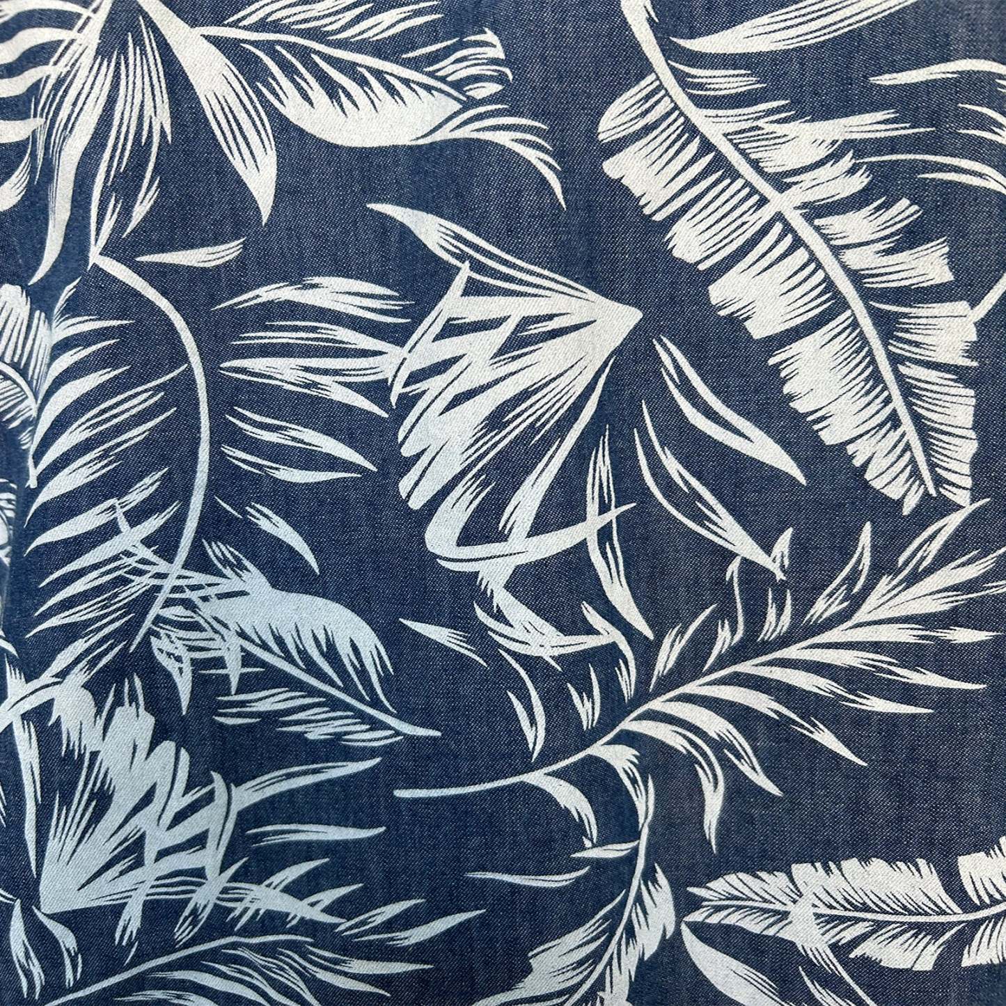 Men's Denim Floral Print Western Shirt-MesaThread