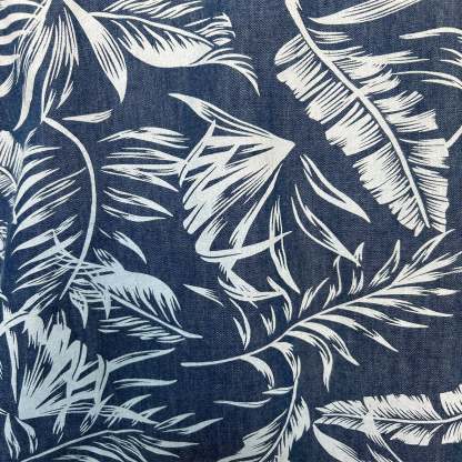 Men's Denim Floral Print Western Shirt-MesaThread