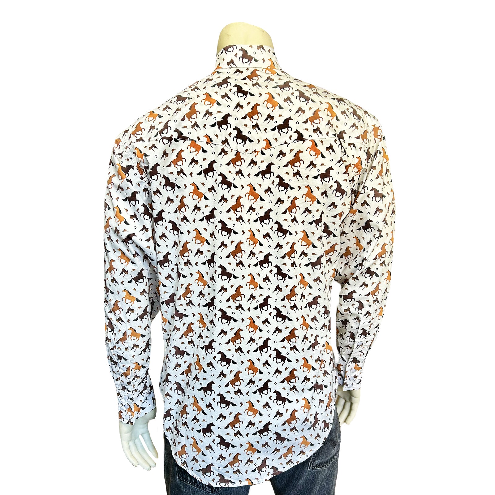 Men's Horse Print Western Shirt-MesaThread