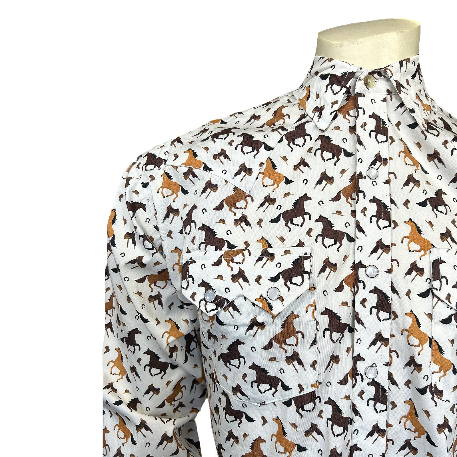 Men's Horse Print Western Shirt-MesaThread