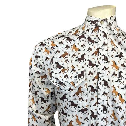 Men's Horse Print Western Shirt-MesaThread