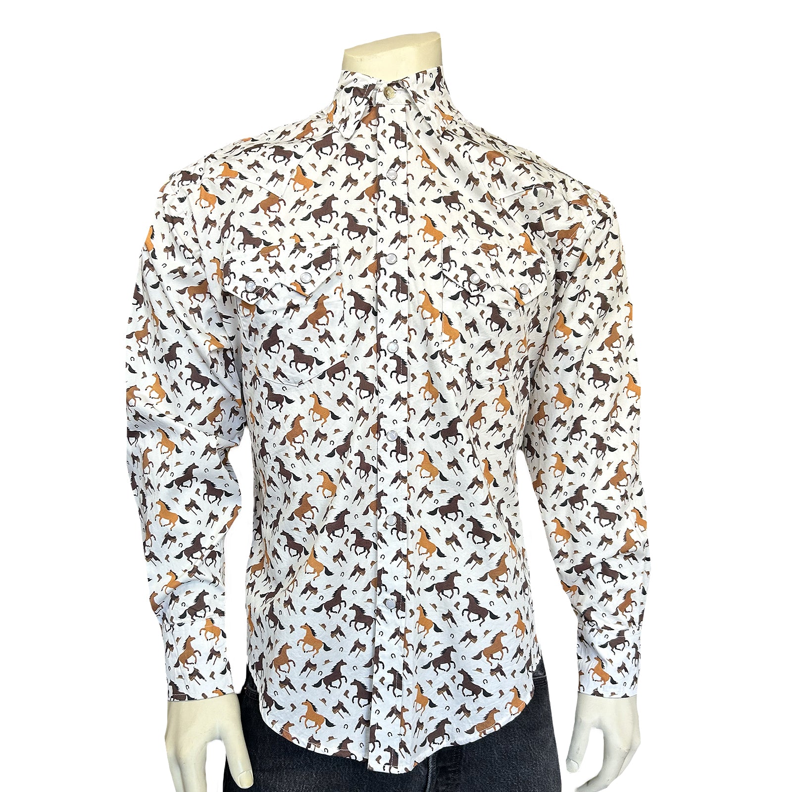 Men's Horse Print Western Shirt-MesaThread