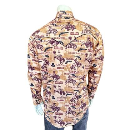 Men's Vintage Brown States Western Shirt-MesaThread