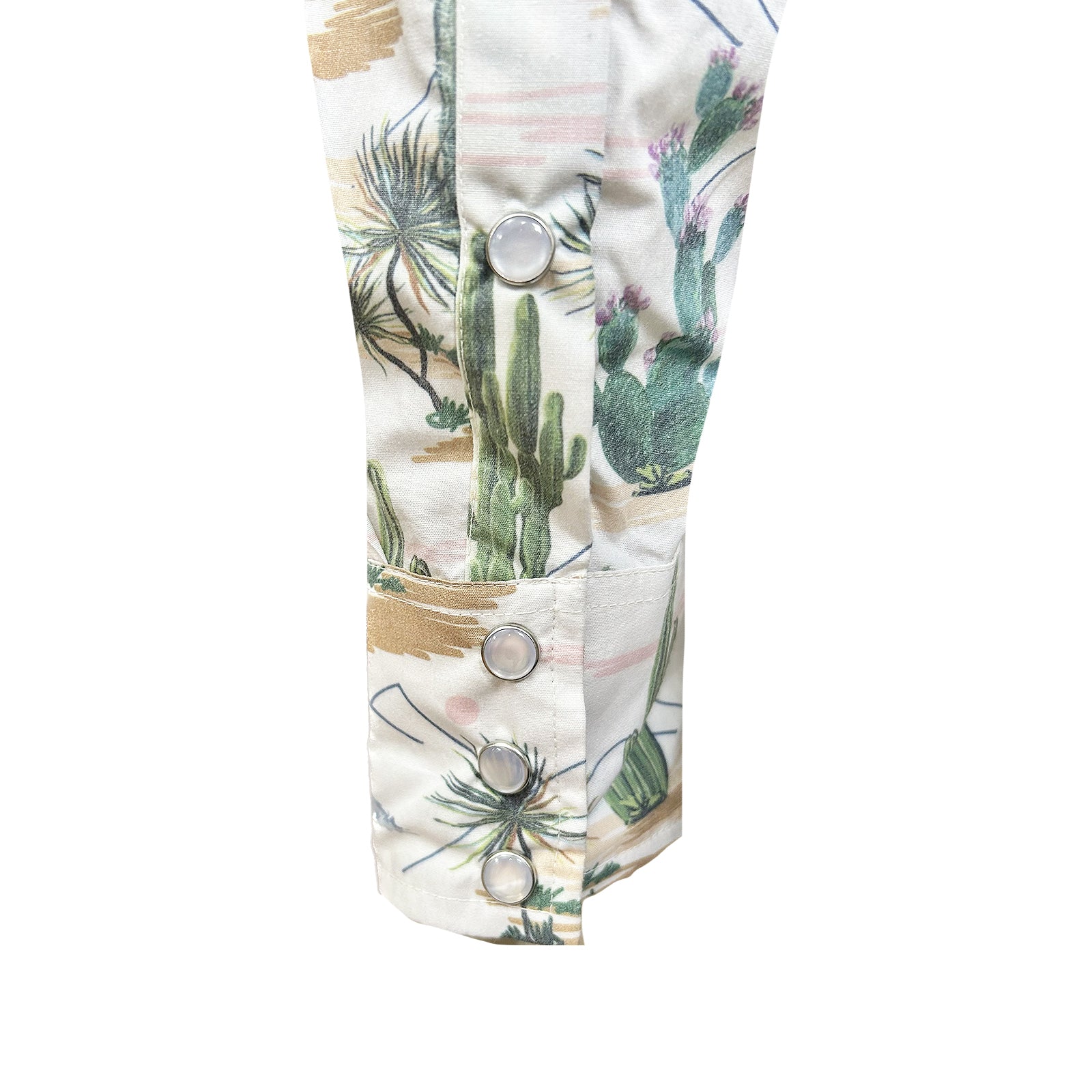 Men's Vintage Desert Cactus Print Western Shirt-MesaThread