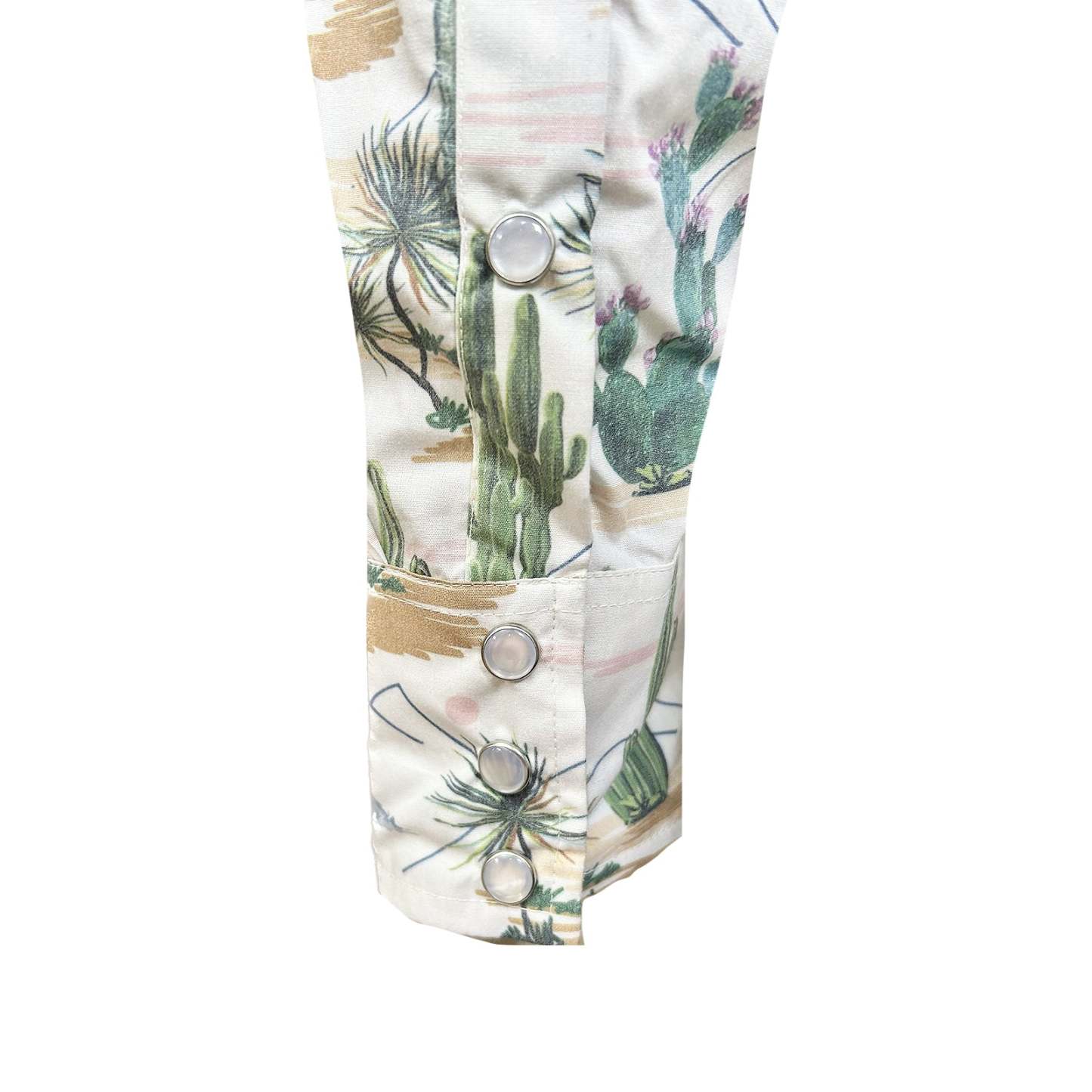 Men's Vintage Desert Cactus Print Western Shirt-MesaThread