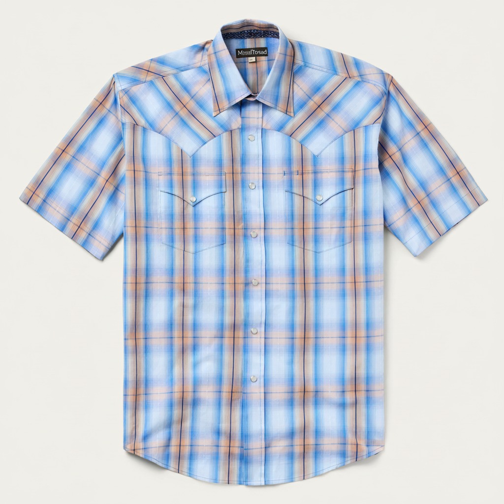 Sunrise Plaid Short-Sleeve Western Shirt-MesaThread