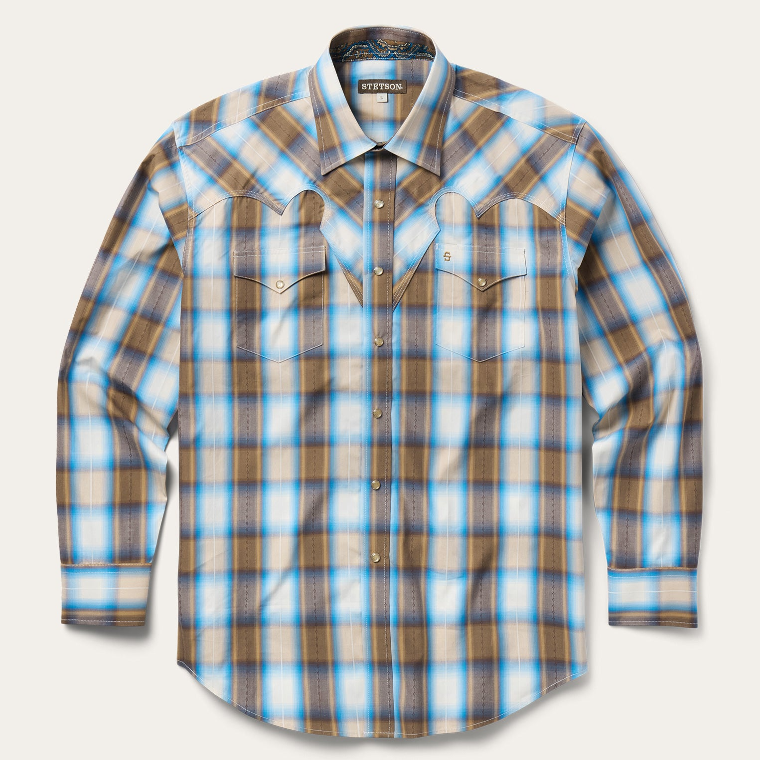 Sandalwood Ombre Plaid Western Shirt-MesaThread