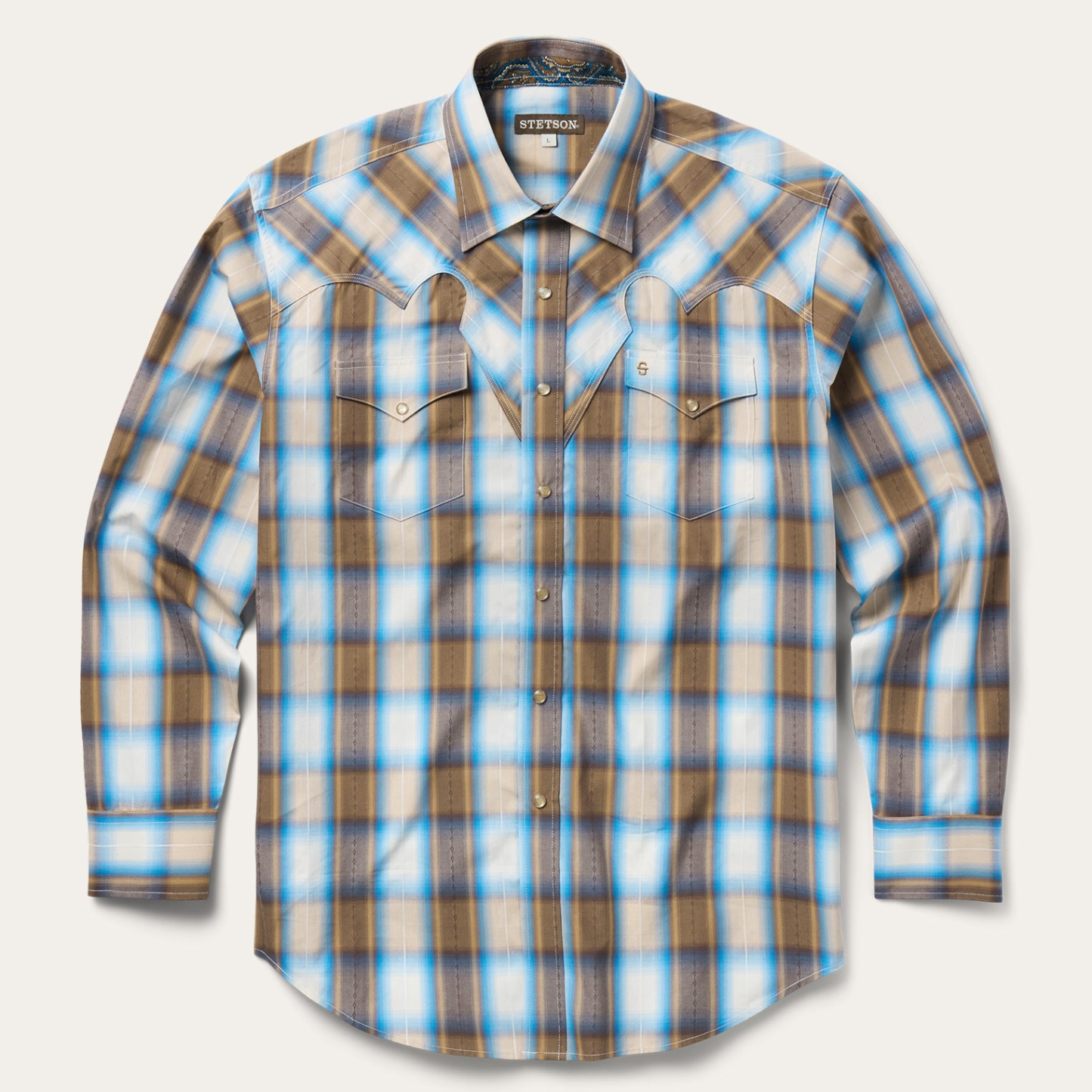Sandalwood Ombre Plaid Western Shirt-MesaThread