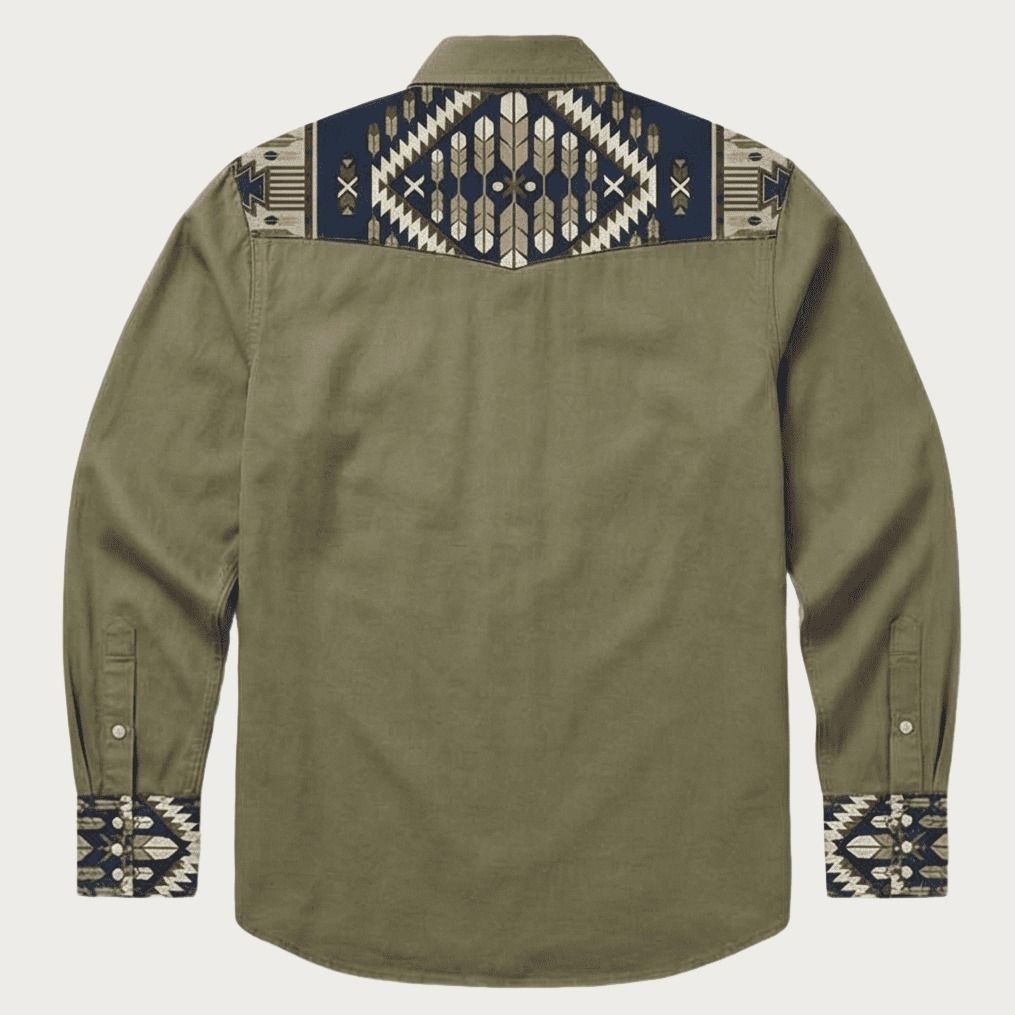 The Mesa Ridge – Southwestern Geometric Yoke Western Shirt - Four colors