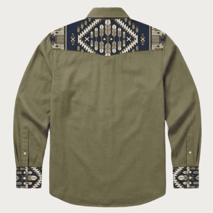 The Mesa Ridge – Southwestern Geometric Yoke Western Shirt - Four colors