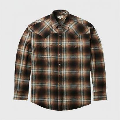 The Ember Shadow | Ombre Plaid Brushed Heritage Western Shirt