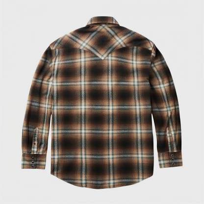 The Ember Shadow | Ombre Plaid Brushed Heritage Western Shirt
