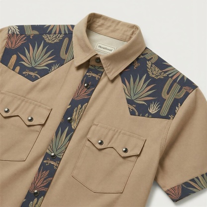 The Mojave Agave | Mesathread Pro Contrast Panel Short-Sleeve Western Shirt