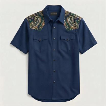The Maverick Paisley | Contrast Panel Heritage Short-Sleeve Western Shirt