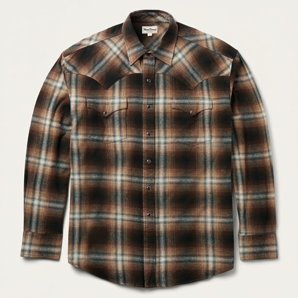 The Ember Shadow | Ombre Plaid Brushed Heritage Western Shirt