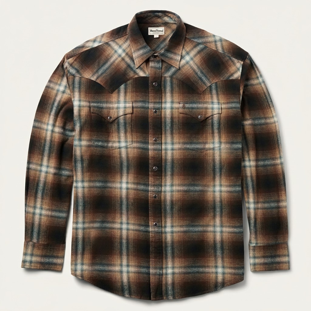 Ombre Plaid Western Shirt-MesaThread