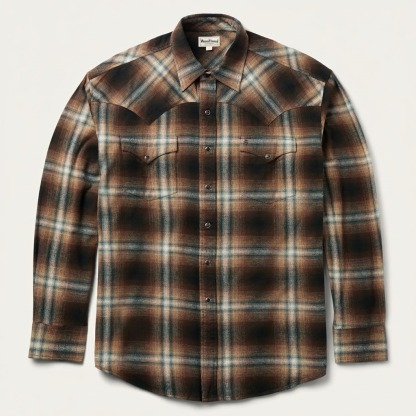 Ombre Plaid Western Shirt-MesaThread