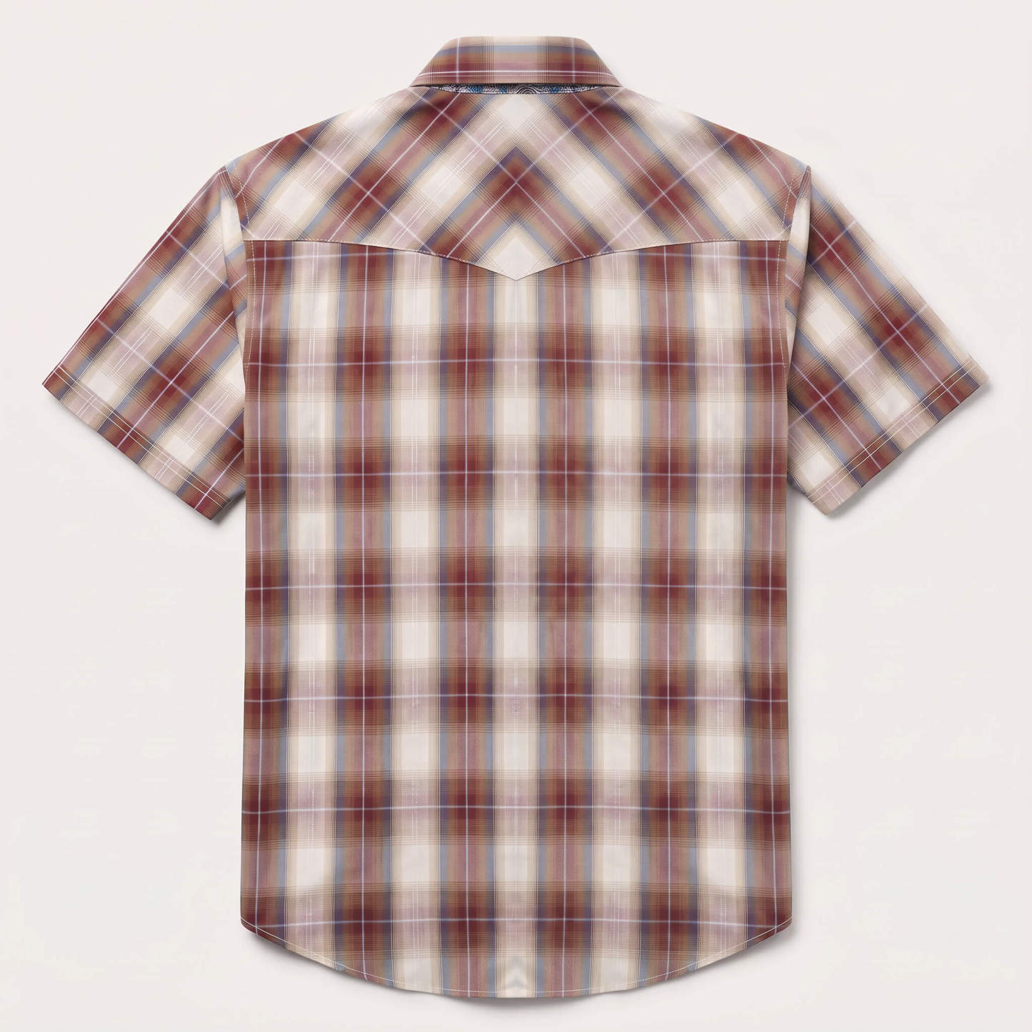 The Sunset Mesa | Ombre Plaid Bias-Cut Short Sleeve Western Shirt