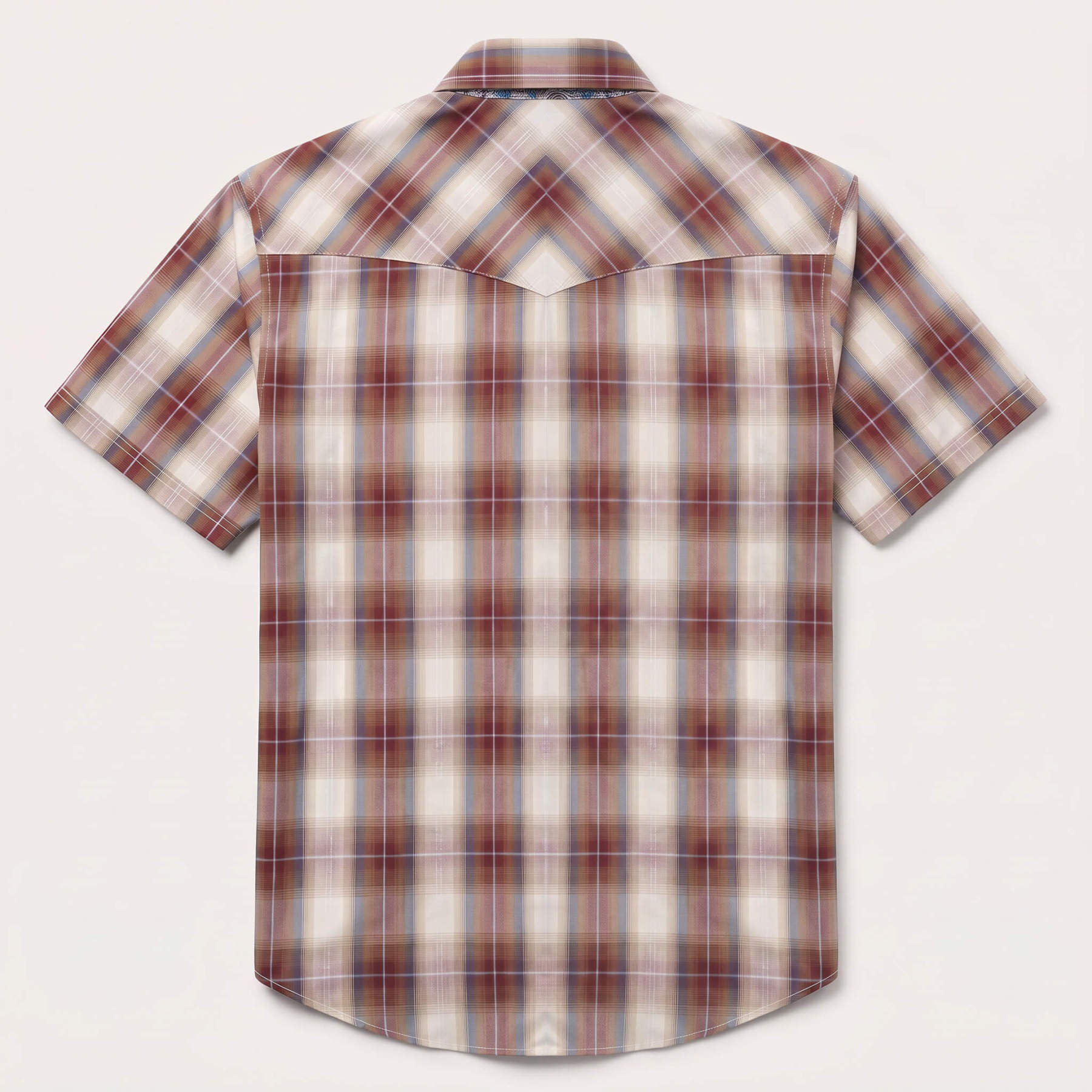 The Sunset Mesa | Ombre Plaid Bias-Cut Short Sleeve Western Shirt